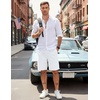 image:imageCOOFANDY Mens Casual Shorts Cotton Elastic Waist Drawstring Shorts Lightweight Summer Beach ShortsWhite
