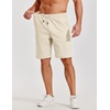 image:imageCOOFANDY Mens Casual Shorts Cotton Elastic Waist Shorts Drawstring Summer Beach ShortsBeige