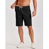 image:imageCOOFANDY Mens Casual Shorts Cotton Elastic Waist Shorts Drawstring Summer Beach ShortsBlack Dark Khaki