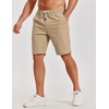 image:imageCOOFANDY Mens Casual Shorts Cotton Elastic Waist Shorts Drawstring Summer Beach ShortsBlack Dark Khaki