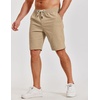 image:imageCOOFANDY Mens Casual Shorts Cotton Elastic Waist Shorts Drawstring Summer Beach ShortsDark Khaki