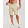 image:imageCOOFANDY Mens Casual Shorts Cotton Elastic Waist Shorts Drawstring Summer Beach ShortsLight Brown