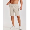 image:imageCOOFANDY Mens Casual Shorts Cotton Elastic Waist Shorts Drawstring Summer Beach ShortsLight Khaki