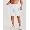 image:imageCOOFANDY Mens Casual Shorts Cotton Elastic Waist Shorts Drawstring Summer Beach ShortsWhite