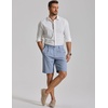 image:imageCOOFANDY Mens Casual Shorts Pleated Front 9 Linen Textured Dress ShortsLight Blue