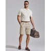 image:imageCOOFANDY Mens Casual Shorts Pleated Front 9 Linen Textured Dress ShortsLight Khaki