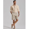 image:imageCOOFANDY Mens Casual Shorts Pleated Front 9 Linen Textured Dress ShortsLight Khaki