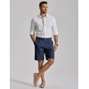 image:imageCOOFANDY Mens Casual Shorts Pleated Front 9 Linen Textured Dress ShortsNavy