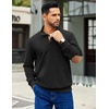 image:imageCOOFANDY Mens Corduroy Sweatshirt Long Sleeve Pullover Quarter Button Fall Sweat ShirtsBlack
