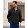 image:imageCOOFANDY Mens Corduroy Sweatshirt Long Sleeve Pullover Quarter Button Fall Sweat ShirtsBlack
