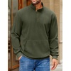 image:imageCOOFANDY Mens Corduroy Sweatshirt Long Sleeve Pullover Quarter Button Fall Sweat ShirtsDark Army Green