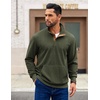 image:imageCOOFANDY Mens Corduroy Sweatshirt Long Sleeve Pullover Quarter Button Fall Sweat ShirtsDark Army Green