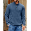 image:imageCOOFANDY Mens Corduroy Sweatshirt Long Sleeve Pullover Quarter Button Fall Sweat ShirtsGrey Blue
