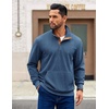 image:imageCOOFANDY Mens Corduroy Sweatshirt Long Sleeve Pullover Quarter Button Fall Sweat ShirtsGrey Blue