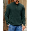image:imageCOOFANDY Mens Corduroy Sweatshirt Long Sleeve Pullover Quarter Button Fall Sweat ShirtsLake Green
