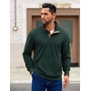 image:imageCOOFANDY Mens Corduroy Sweatshirt Long Sleeve Pullover Quarter Button Fall Sweat ShirtsLake Green