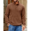 image:imageCOOFANDY Mens Corduroy Sweatshirt Long Sleeve Pullover Quarter Button Fall Sweat ShirtsLight Brown