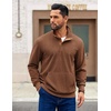 image:imageCOOFANDY Mens Corduroy Sweatshirt Long Sleeve Pullover Quarter Button Fall Sweat ShirtsLight Brown