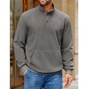 image:imageCOOFANDY Mens Corduroy Sweatshirt Long Sleeve Pullover Quarter Button Fall Sweat ShirtsLight Grey