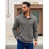 image:imageCOOFANDY Mens Corduroy Sweatshirt Long Sleeve Pullover Quarter Button Fall Sweat ShirtsLight Grey