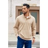 image:imageCOOFANDY Mens Corduroy Sweatshirt Long Sleeve Pullover Quarter Button Fall Sweat ShirtsLight Khaki