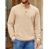 image:imageCOOFANDY Mens Corduroy Sweatshirt Long Sleeve Pullover Quarter Button Fall Sweat ShirtsLight Khaki