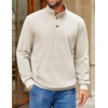 image:imageCOOFANDY Mens Corduroy Sweatshirt Long Sleeve Pullover Quarter Button Fall Sweat ShirtsMoon Grey