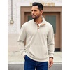 image:imageCOOFANDY Mens Corduroy Sweatshirt Long Sleeve Pullover Quarter Button Fall Sweat ShirtsMoon Grey