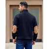 image:imageCOOFANDY Mens Corduroy Sweatshirt Long Sleeve Pullover Quarter Button Fall Sweat ShirtsNavy Blue