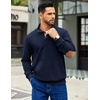 image:imageCOOFANDY Mens Corduroy Sweatshirt Long Sleeve Pullover Quarter Button Fall Sweat ShirtsNavy Blue