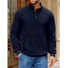 image:imageCOOFANDY Mens Corduroy Sweatshirt Long Sleeve Pullover Quarter Button Fall Sweat ShirtsNavy Blue