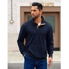 image:imageCOOFANDY Mens Corduroy Sweatshirt Long Sleeve Pullover Quarter Button Fall Sweat ShirtsNavy Blue