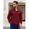 image:imageCOOFANDY Mens Corduroy Sweatshirt Long Sleeve Pullover Quarter Button Fall Sweat ShirtsWine Red