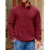 image:imageCOOFANDY Mens Corduroy Sweatshirt Long Sleeve Pullover Quarter Button Fall Sweat ShirtsWine Red