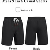 image:imageCOOFANDY Mens Cotton Chino Shorts 9 Inch Casual Shorts Elastic Waist Drawstring Summer Beach Shorts with PocketsBlack