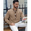 image:imageCOOFANDY Mens Crewneck Sweatshirt Geometric Texture Casual Long Sleeve Sweatshirts Fashion Pullover ShirtsKhaki