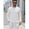 image:imageCOOFANDY Mens Crewneck Sweatshirt Geometric Texture Casual Long Sleeve Sweatshirts Fashion Pullover ShirtsWhite
