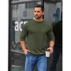 image:imageCOOFANDY Mens Crewneck Sweatshirts Geometric Texture Casual Long Sleeve Pullovers Solid Color Lightweight Pullover TopsArmy Green