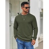 image:imageCOOFANDY Mens Crewneck Sweatshirts Geometric Texture Casual Long Sleeve Pullovers Solid Color Lightweight Pullover TopsArmy Green