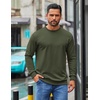 image:imageCOOFANDY Mens Crewneck Sweatshirts Geometric Texture Casual Long Sleeve Pullovers Solid Color Lightweight Pullover TopsArmy Green
