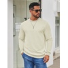 image:imageCOOFANDY Mens Crewneck Sweatshirts Geometric Texture Casual Long Sleeve Pullovers Solid Color Lightweight Pullover TopsBeige