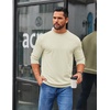 image:imageCOOFANDY Mens Crewneck Sweatshirts Geometric Texture Casual Long Sleeve Pullovers Solid Color Lightweight Pullover TopsBeige