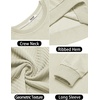 image:imageCOOFANDY Mens Crewneck Sweatshirts Geometric Texture Casual Long Sleeve Pullovers Solid Color Lightweight Pullover TopsBeige