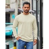 image:imageCOOFANDY Mens Crewneck Sweatshirts Geometric Texture Casual Long Sleeve Pullovers Solid Color Lightweight Pullover TopsBeige