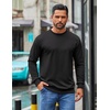image:imageCOOFANDY Mens Crewneck Sweatshirts Geometric Texture Casual Long Sleeve Pullovers Solid Color Lightweight Pullover TopsBlack