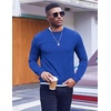 image:imageCOOFANDY Mens Crewneck Sweatshirts Geometric Texture Casual Long Sleeve Pullovers Solid Color Lightweight Pullover TopsBlue