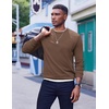 image:imageCOOFANDY Mens Crewneck Sweatshirts Geometric Texture Casual Long Sleeve Pullovers Solid Color Lightweight Pullover TopsBrown