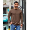 image:imageCOOFANDY Mens Crewneck Sweatshirts Geometric Texture Casual Long Sleeve Pullovers Solid Color Lightweight Pullover TopsBrown