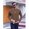 image:imageCOOFANDY Mens Crewneck Sweatshirts Geometric Texture Casual Long Sleeve Pullovers Solid Color Lightweight Pullover TopsBrown