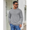 image:imageCOOFANDY Mens Crewneck Sweatshirts Geometric Texture Casual Long Sleeve Pullovers Solid Color Lightweight Pullover TopsLight Gray